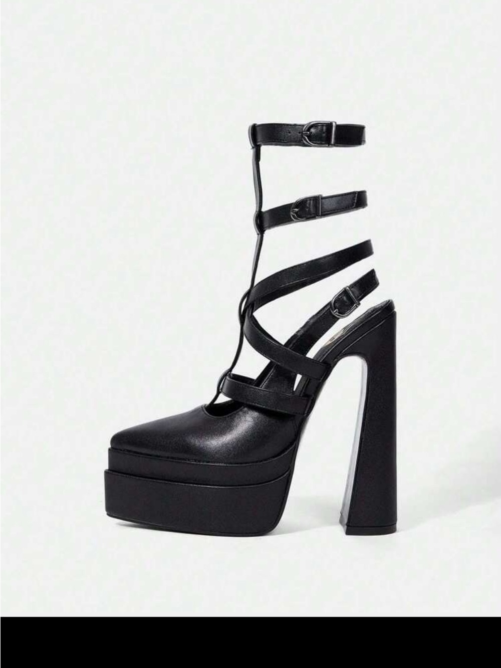 Strappy Platform High Heel Pumps - Black
